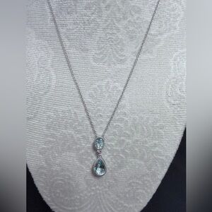 Silver Necklace with Aquamarine Accents